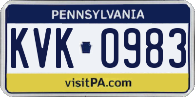 PA license plate KVK0983
