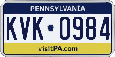 PA license plate KVK0984