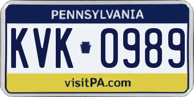 PA license plate KVK0989