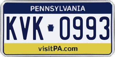 PA license plate KVK0993