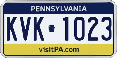 PA license plate KVK1023