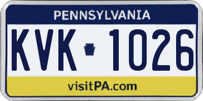 PA license plate KVK1026