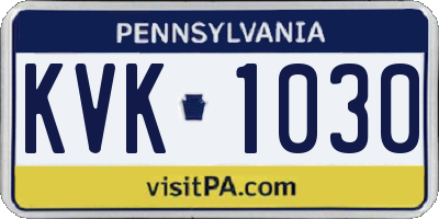 PA license plate KVK1030