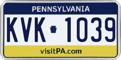 PA license plate KVK1039