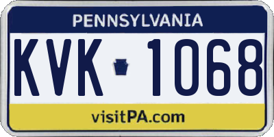 PA license plate KVK1068