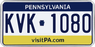 PA license plate KVK1080