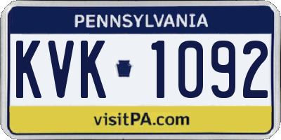 PA license plate KVK1092