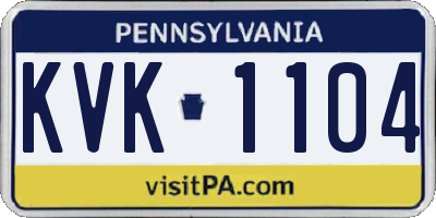 PA license plate KVK1104