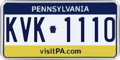 PA license plate KVK1110