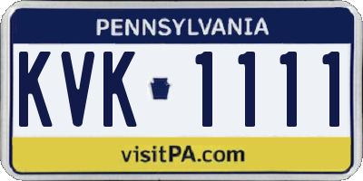 PA license plate KVK1111