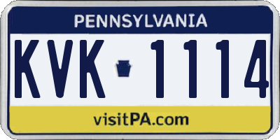 PA license plate KVK1114