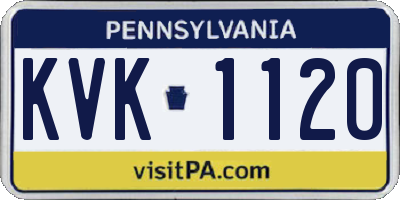 PA license plate KVK1120