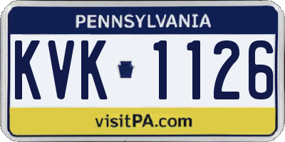 PA license plate KVK1126