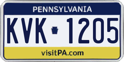 PA license plate KVK1205