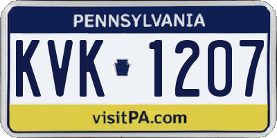 PA license plate KVK1207