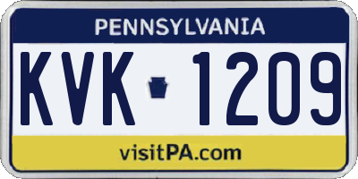 PA license plate KVK1209