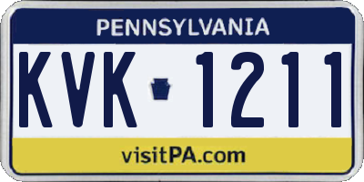 PA license plate KVK1211