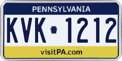 PA license plate KVK1212