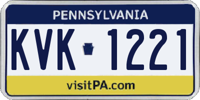 PA license plate KVK1221
