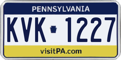 PA license plate KVK1227