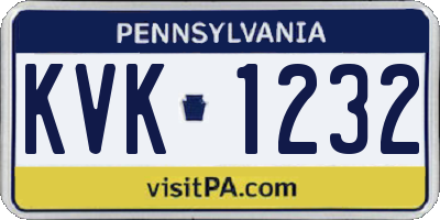 PA license plate KVK1232
