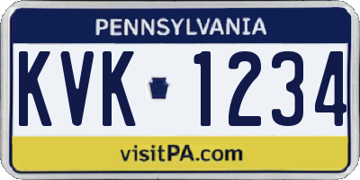 PA license plate KVK1234