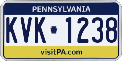 PA license plate KVK1238