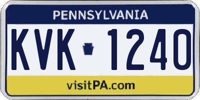 PA license plate KVK1240