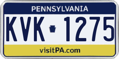 PA license plate KVK1275