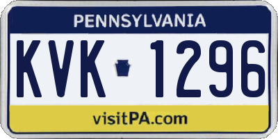 PA license plate KVK1296