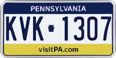 PA license plate KVK1307