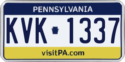 PA license plate KVK1337