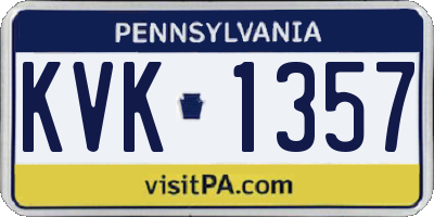 PA license plate KVK1357