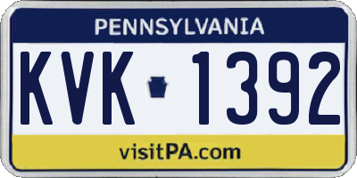 PA license plate KVK1392