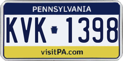 PA license plate KVK1398