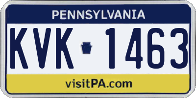 PA license plate KVK1463