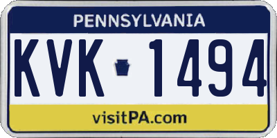 PA license plate KVK1494