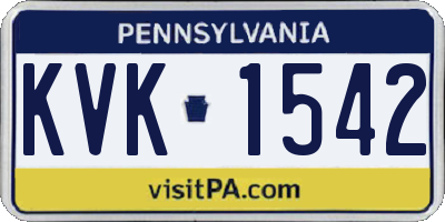 PA license plate KVK1542