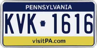 PA license plate KVK1616