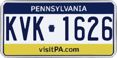 PA license plate KVK1626