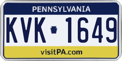 PA license plate KVK1649