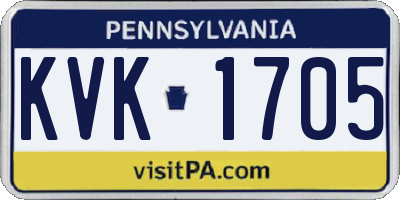 PA license plate KVK1705