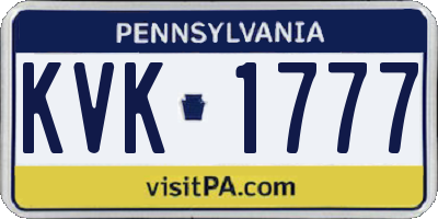 PA license plate KVK1777