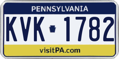 PA license plate KVK1782