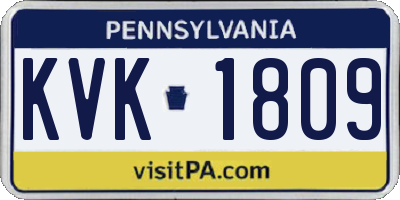 PA license plate KVK1809