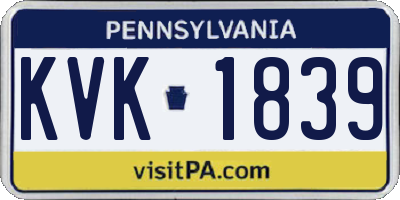 PA license plate KVK1839