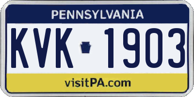 PA license plate KVK1903