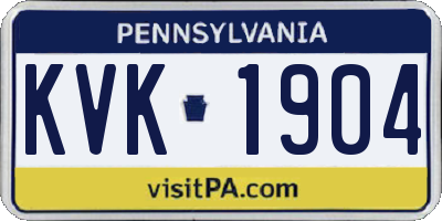 PA license plate KVK1904
