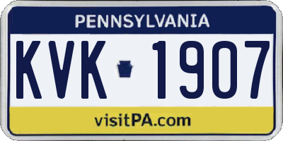 PA license plate KVK1907