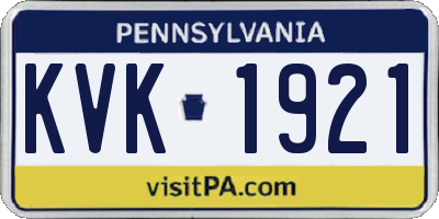 PA license plate KVK1921